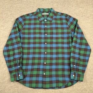Outerknown Shirt Mens XL Cotton/Linen Casual Pocket Button Plaid Long Sleeve